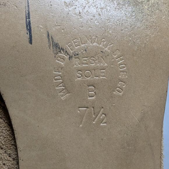 Vtg 1970s Felicities Tan Suede Square Toe Block Heel Lace-Up Chukka Boots 7.5 - Picture 6 of 7